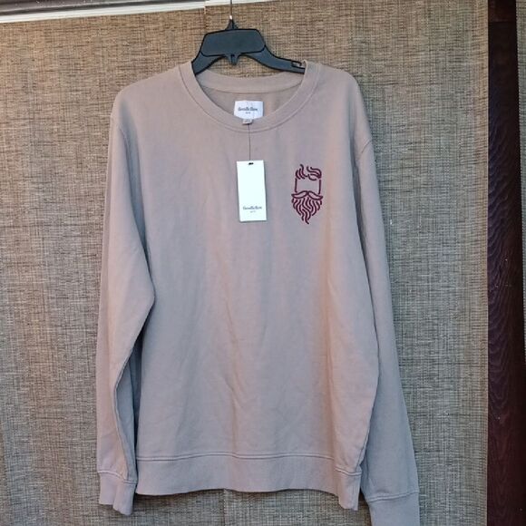 Goodfellow & Co Taupe Cotton Sweat Shirt with Maroon Emblem - Picture 1 of 4